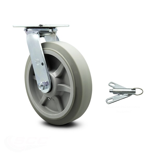 8 Inch Thermoplastic Rubber Swivel Caster with Ball Bearing and Swivel Lock SCC